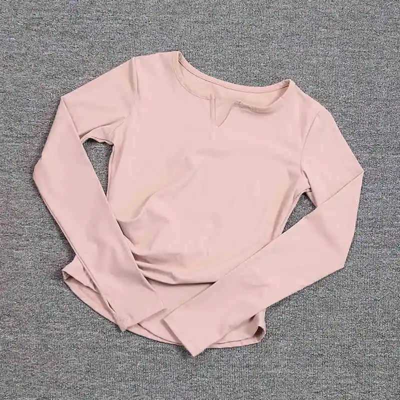 Wholesale high-quality V-neck yoga tops sports plain casual long sleeves lightweight solid color womens T-shirtsXJ250410