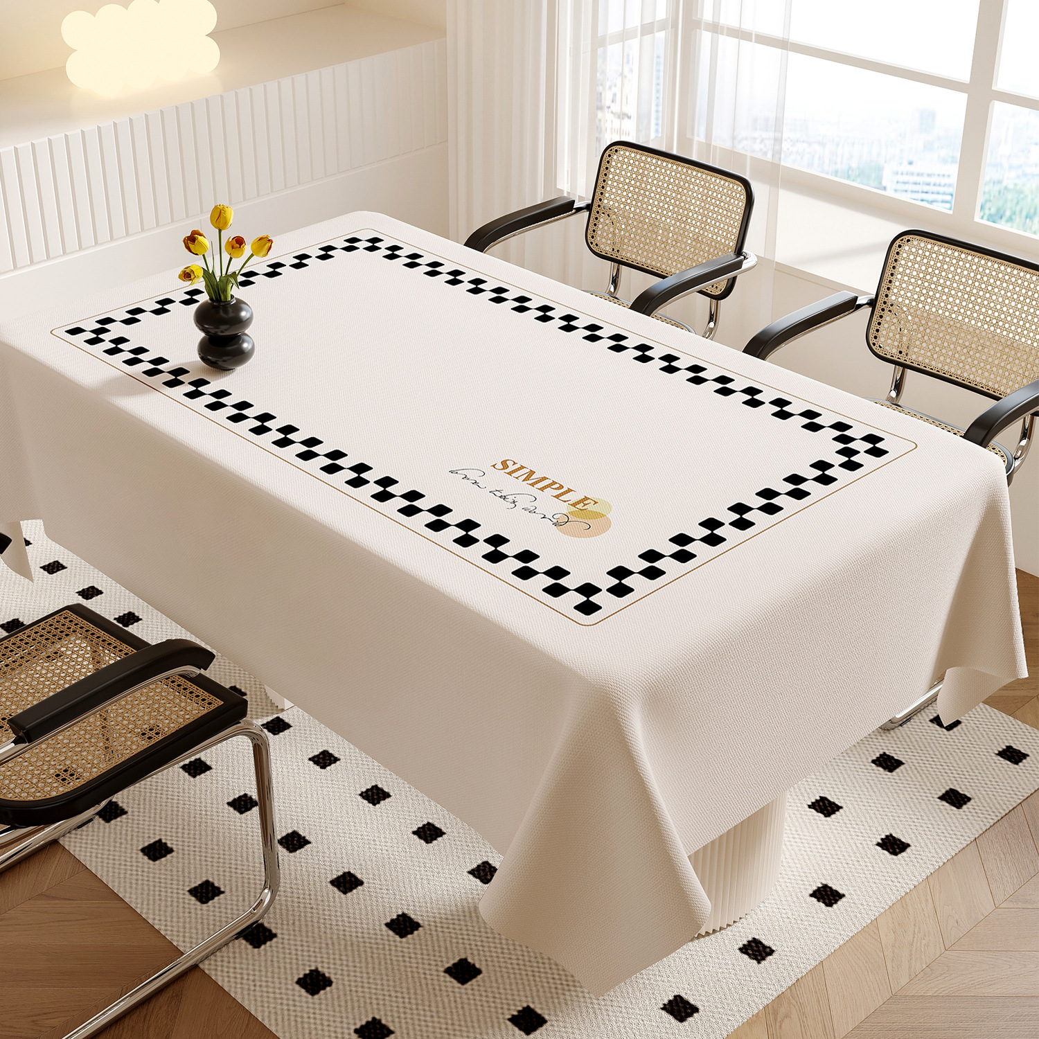 Tablecloth waterproof and oil-proof wash-free anti-scalding dining table cloth rectangular coffee table tablecloth 8KAD01