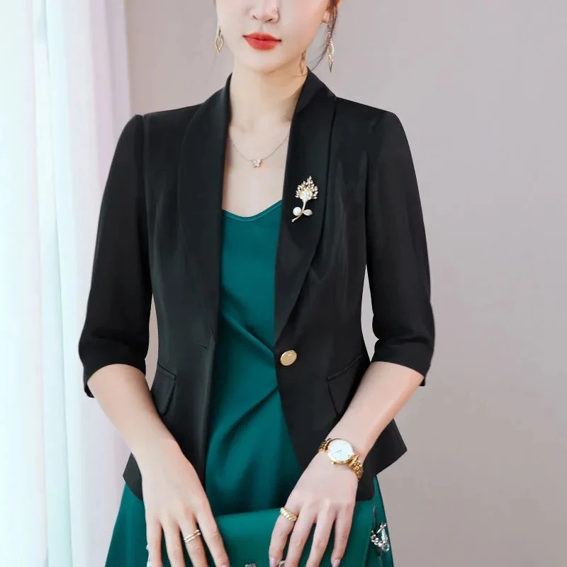Spring and autumn womens short jacket 2025 casual thin style small elegant chiffon 250407