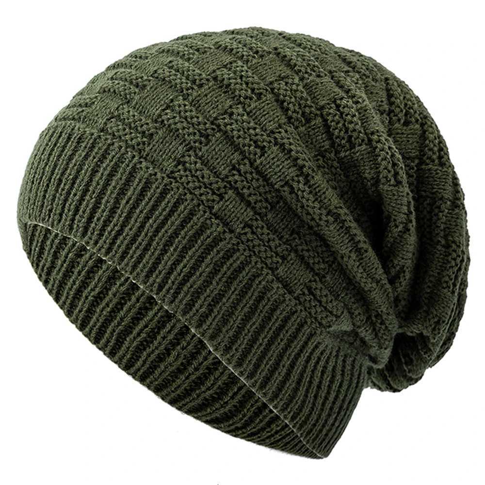 New Unisex Winter Hat Long Size Knitted Cap Casual Beanies For Men Women Solid Bonnet CapXJ251110