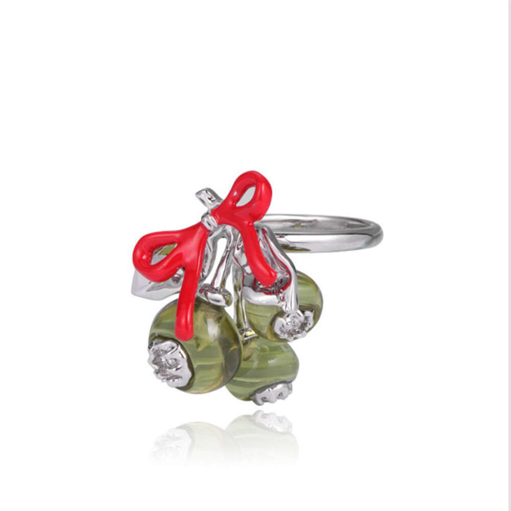 DHcollections Original Niche Design Unique Temperament High-end Bowknot Green Grape for Women Fresh Sweet Cool Fashion Index Finger Ring