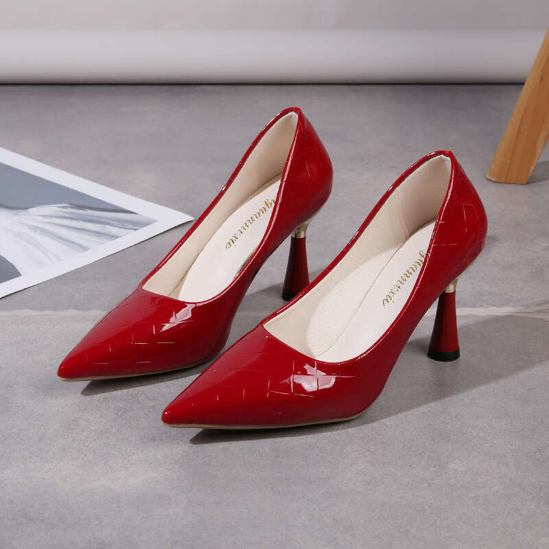 Woman Sandals High Sexy Shallow Mouth Single Shoes Classic Women S Red Pointed High Heels Solid Color Plus Size Banquet Shoes