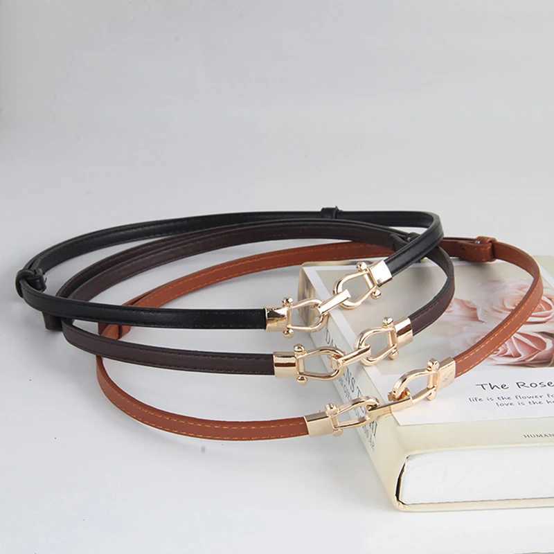 1 piece of fashionable womens adjustable thin synthetic leather strap suitable for tattoos tight jackets dresses belts metal hook buckle belts X250410