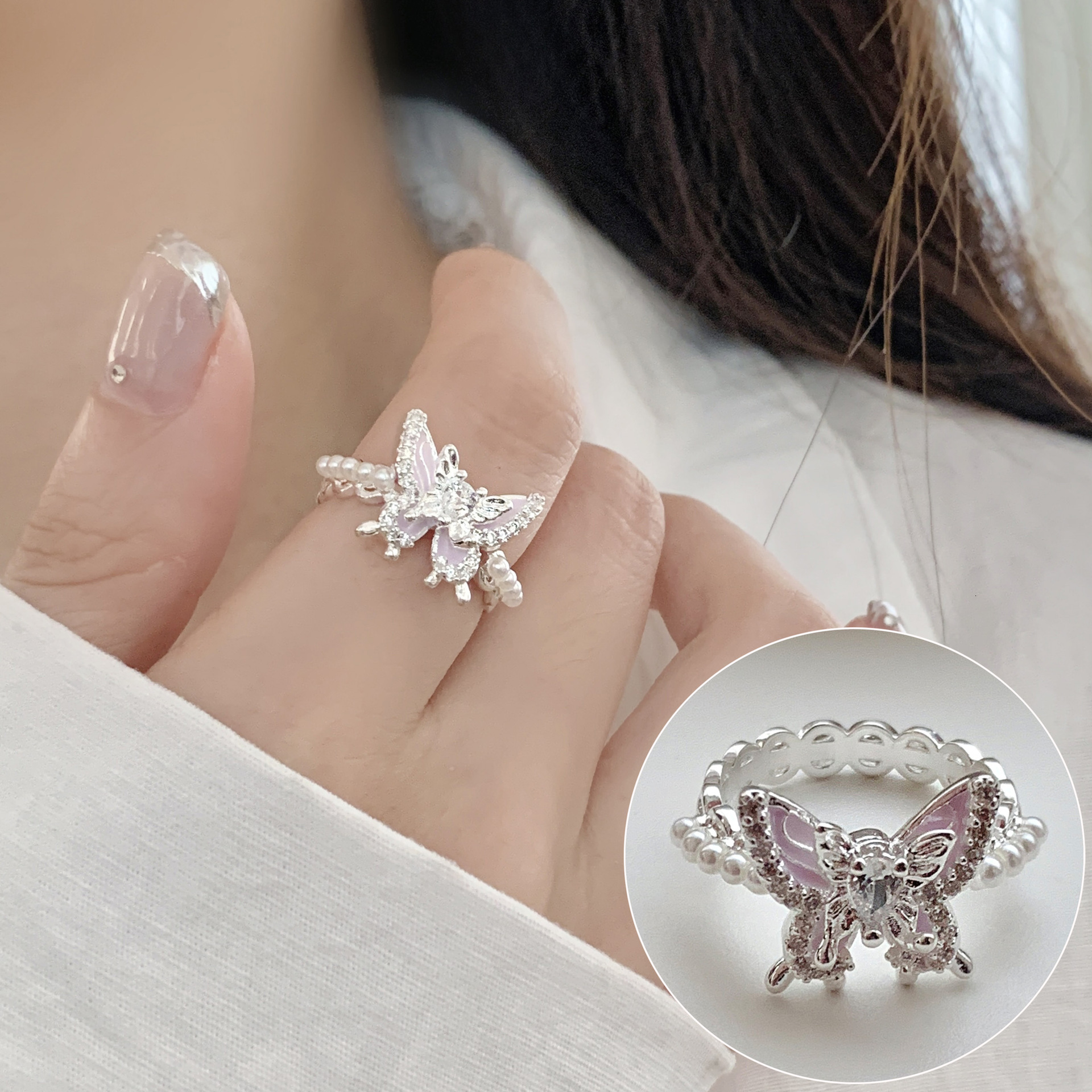 High-end Three-dimensional Butterfly Ring For Fashion Ring Women Wide Matte Luxury Design Open Ring Niche Personality Index Designer Ring Finger Ring