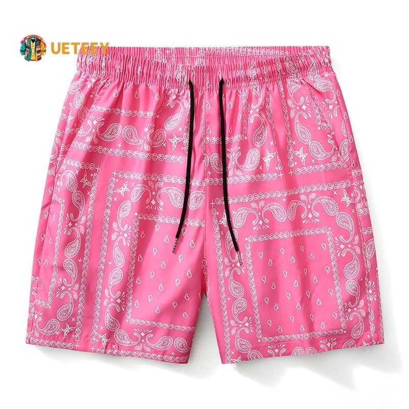 Summer mens board shorts retro paisley ice silk quick drying casual Hawaiian vacation mens beach shorts mens swimsuit X250410