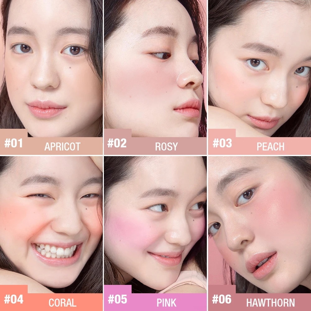 O Two of them O6 color powder blusher mineral soft durable natural cheek contour palette matte red 250325