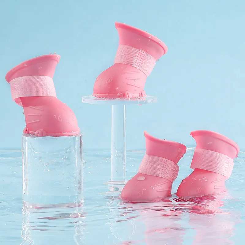 4 pieces of waterproof and anti slip rubber boots for pets suitable for small medium and large dogs cats outdoor shoes dog ankle boots and pet accesso