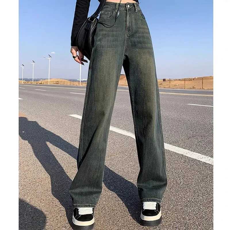Woman High Waist Fashion Streetwear Baggy Jeans Female Vintage Wide Leg Pants Lady Trashy Retro Blue Gray Denim Stacked Trousers C251110
