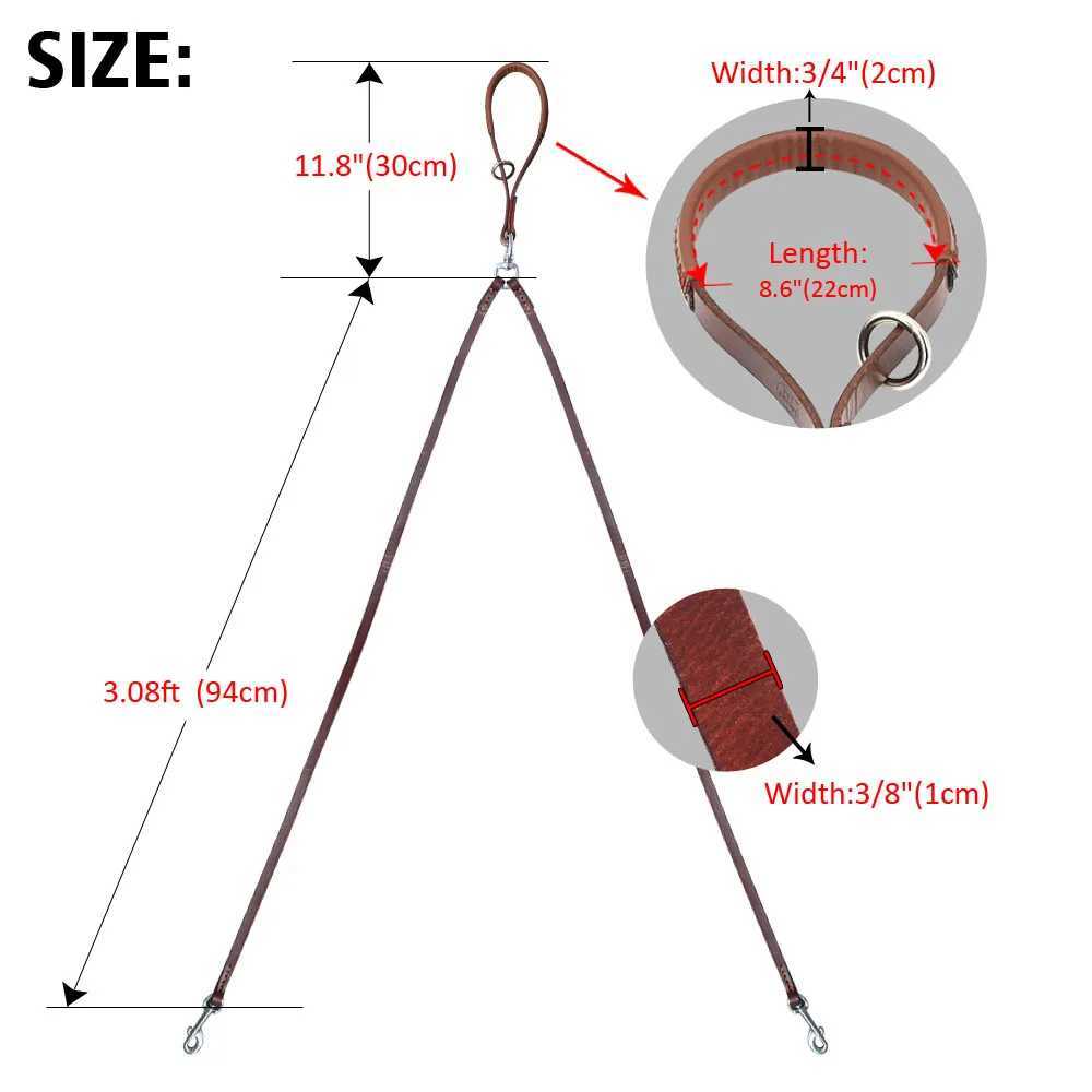 Double Dog Leash Genuine Leather Dual Dog Leash 360 Swivel Walking Training Leash For Two Dogs Soft Handle J251110