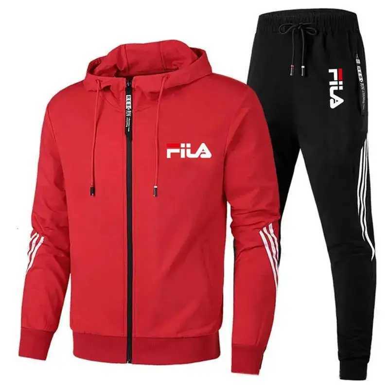 2025 Mens spring and Fall outdoor zipper jacket sweatpants jogging set Casual basketball fitness two-piece set W251110