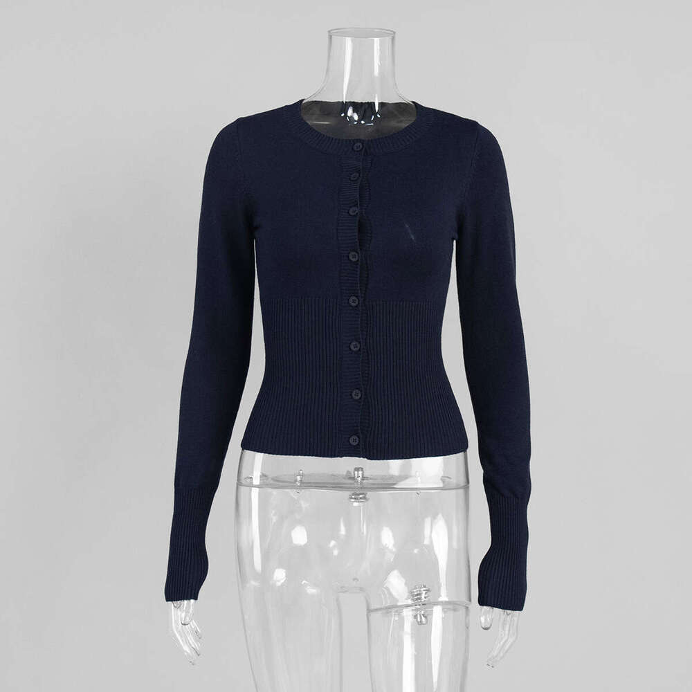 Cross-Border Long-Sleeved European American Autumn and Winter New Slim-Fit Knitted Bottoming Shirt Sweater Cardigan Women