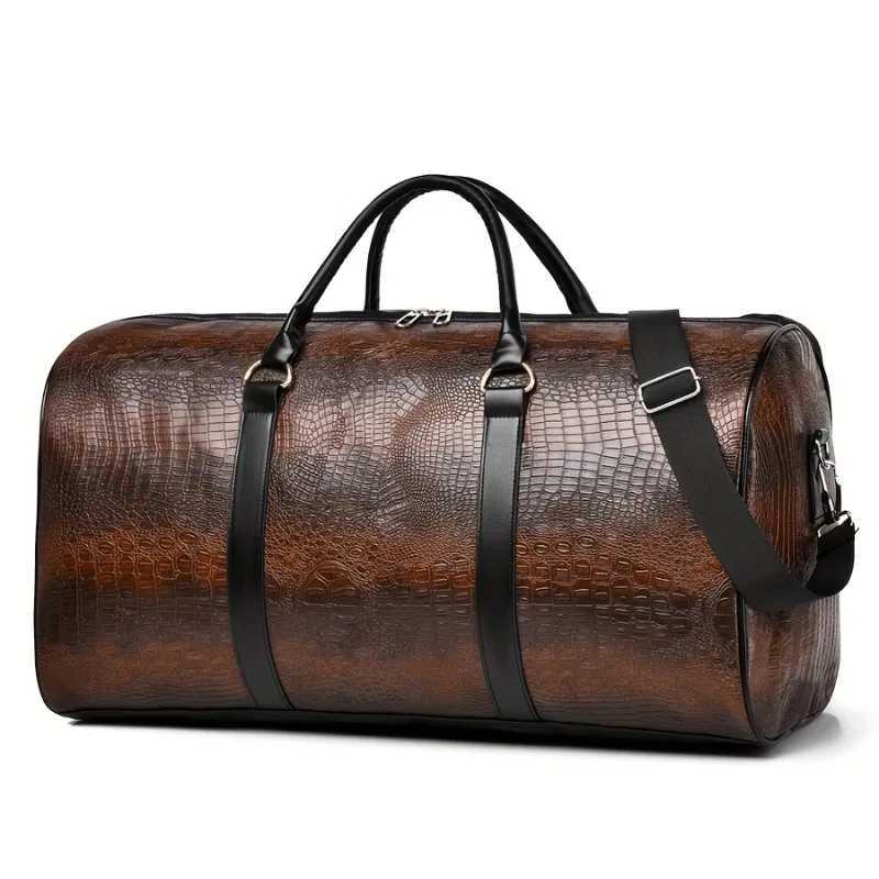 Large Capacity Retro Crocodile-Textured Travel Duffel Bag - Durable Vacation Luggage Versatile Gift for Men Women K251110