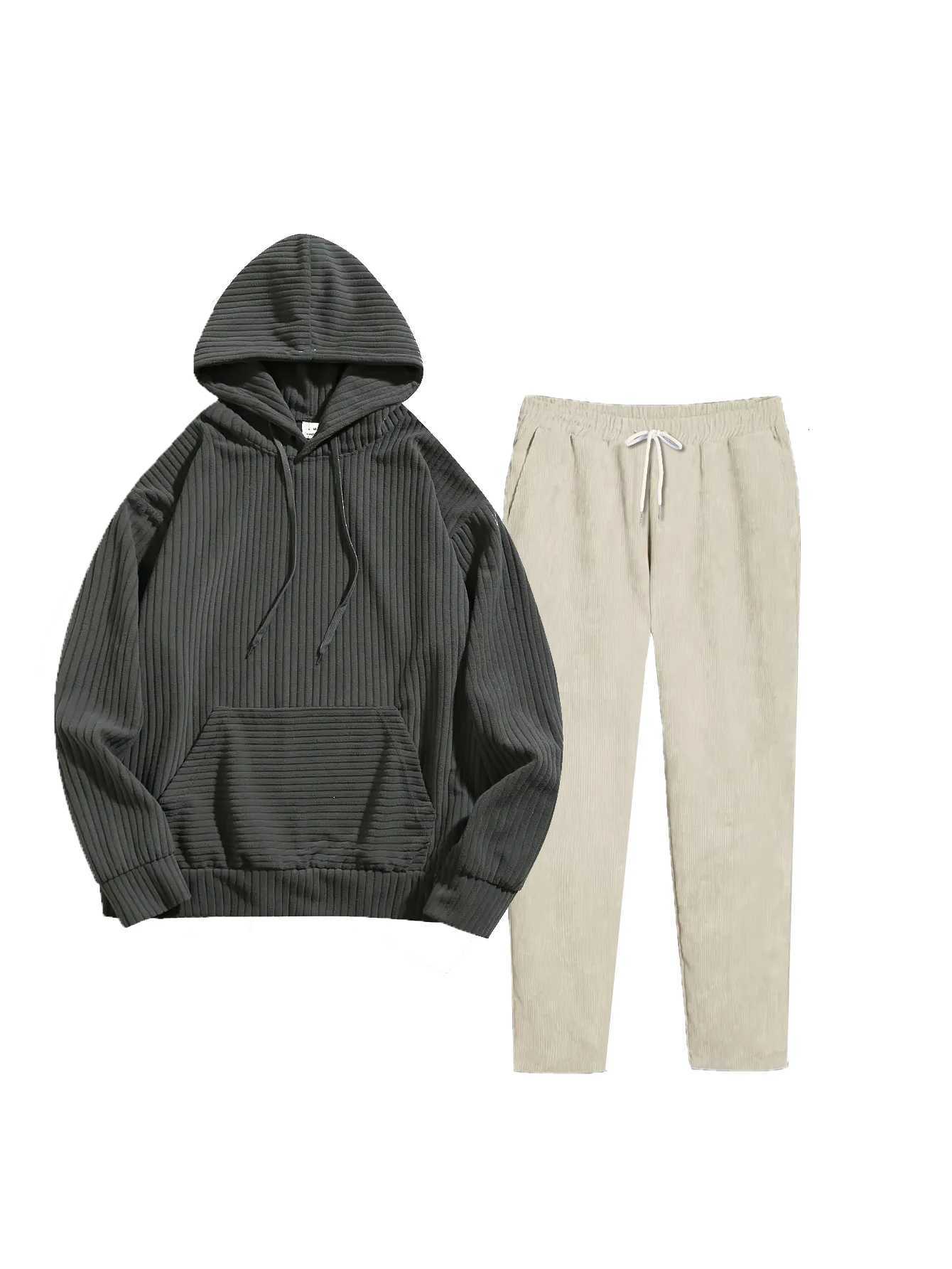 Mens fall/winter corduroy set must-have Thick warm neat fit Stylish for outings/work one set for easy outfits W251110