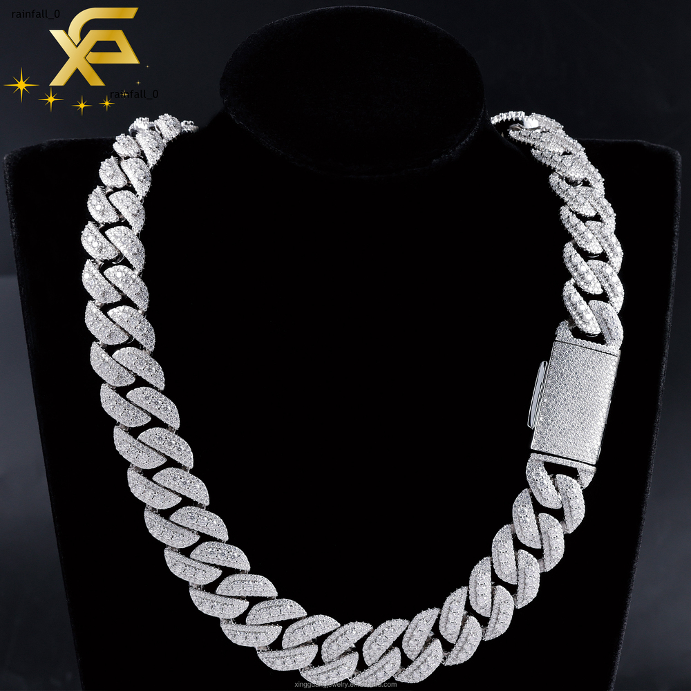 15-20mm Wide VVS Moissanite Diamond Necklace Bracelet 925 Solid Silver Gold Moissanite Cuban Link Chain with GRA Certificate
