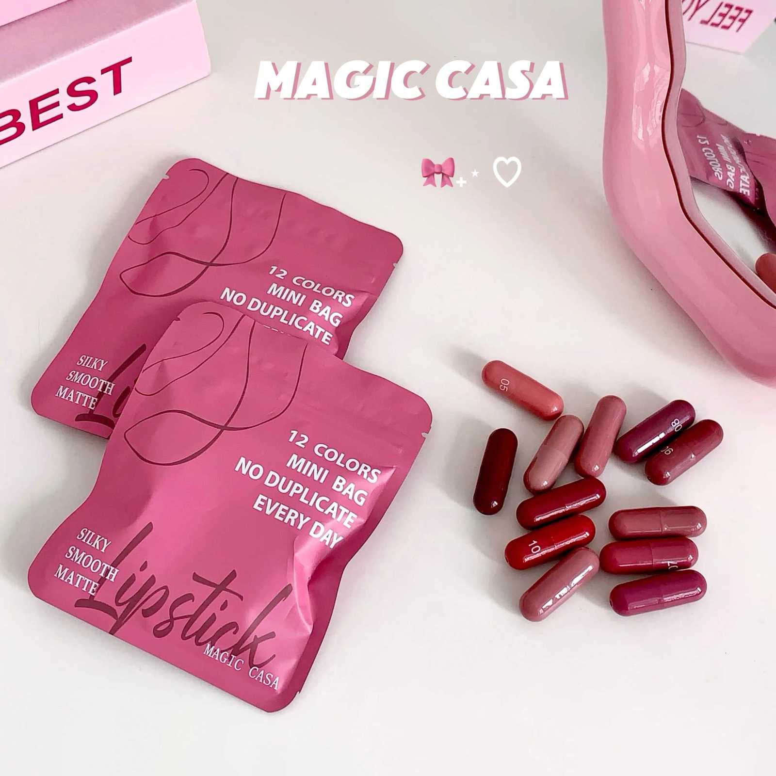 MAGIC CASA 12-Color Capsule Matte Lipstick Set Natural Long-Lasting Non-Staining Mini Waterproof Lipstick SetT251110