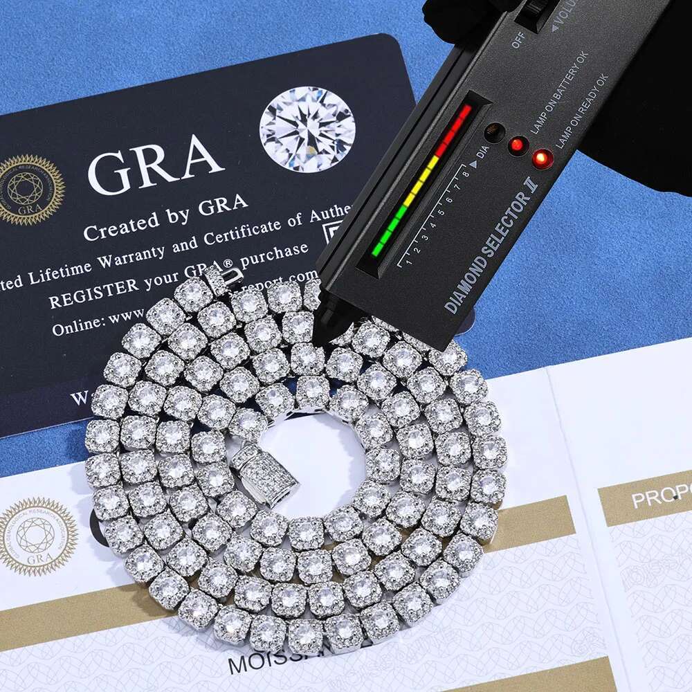 ESKEEM 925 Sterling Silver Tennis Chain Luxury 5mm Custom VVS Moissanite Diamond Cluster Tennis Chain Necklace