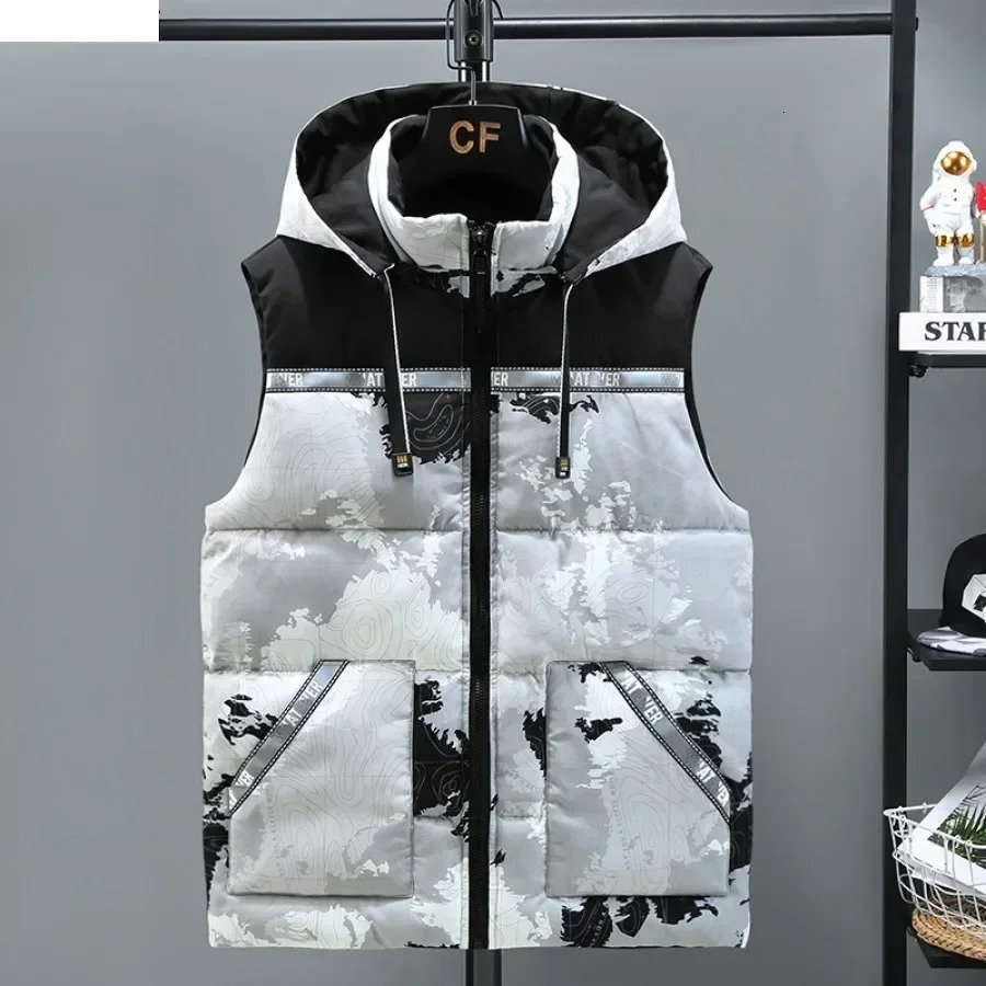 Plus Size 8XL Mens Camouflage Thicken Hooded Vests Winter Warm Sleeveless Down Cotton Vest Jacket Male Outdoor Casual Waistcoat 251105
