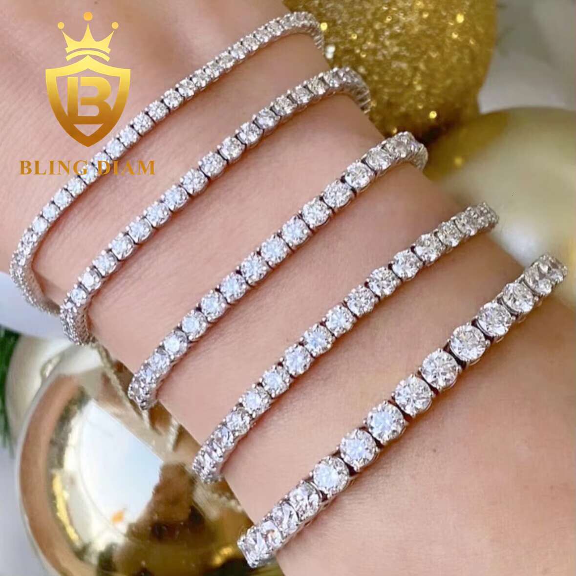 Hot Sale VVS Tennis Chain Moissanite 925 Sterling Silver 2mm-6.5mm Moissanite Diamond Hiphop Tennis Chain Necklace Bracelet