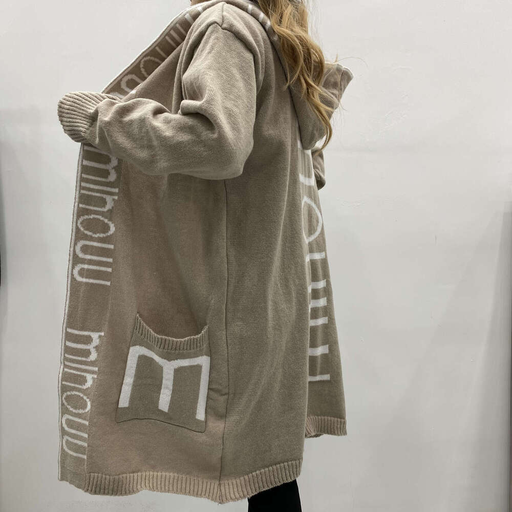 2023 Mid-Length Cardigan Sweater Coat Amazon Letter Hooded Knitted Women's Fashion