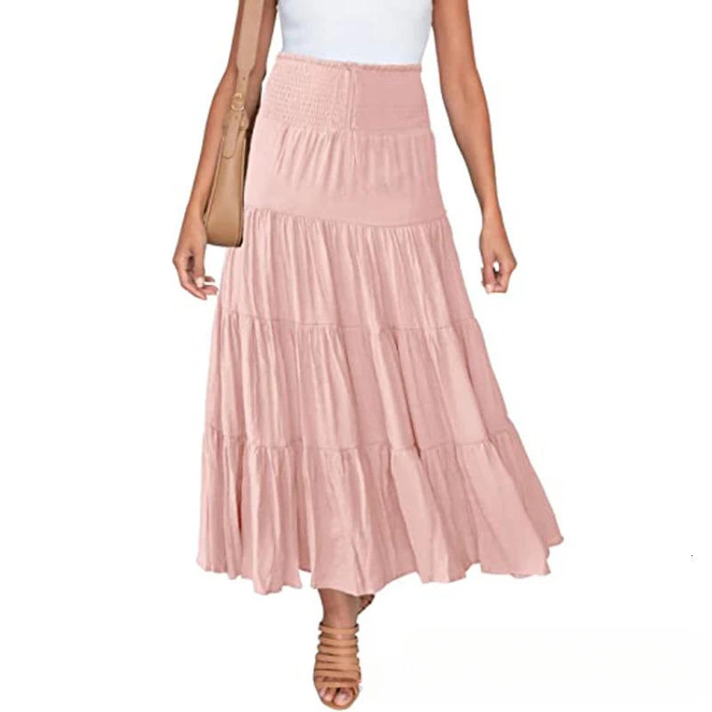 Summer High Waisted Maxi Skirts Fashion Ropa Mujer Faldas Casual Bohemian Long Leather Saias Harajuku Street Clothing 250407