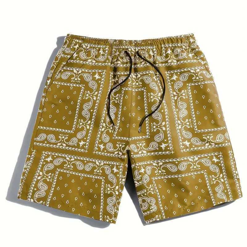 Summer new mens trend multi colored cashmere flower casual sports shorts fashionable beach pants X250410