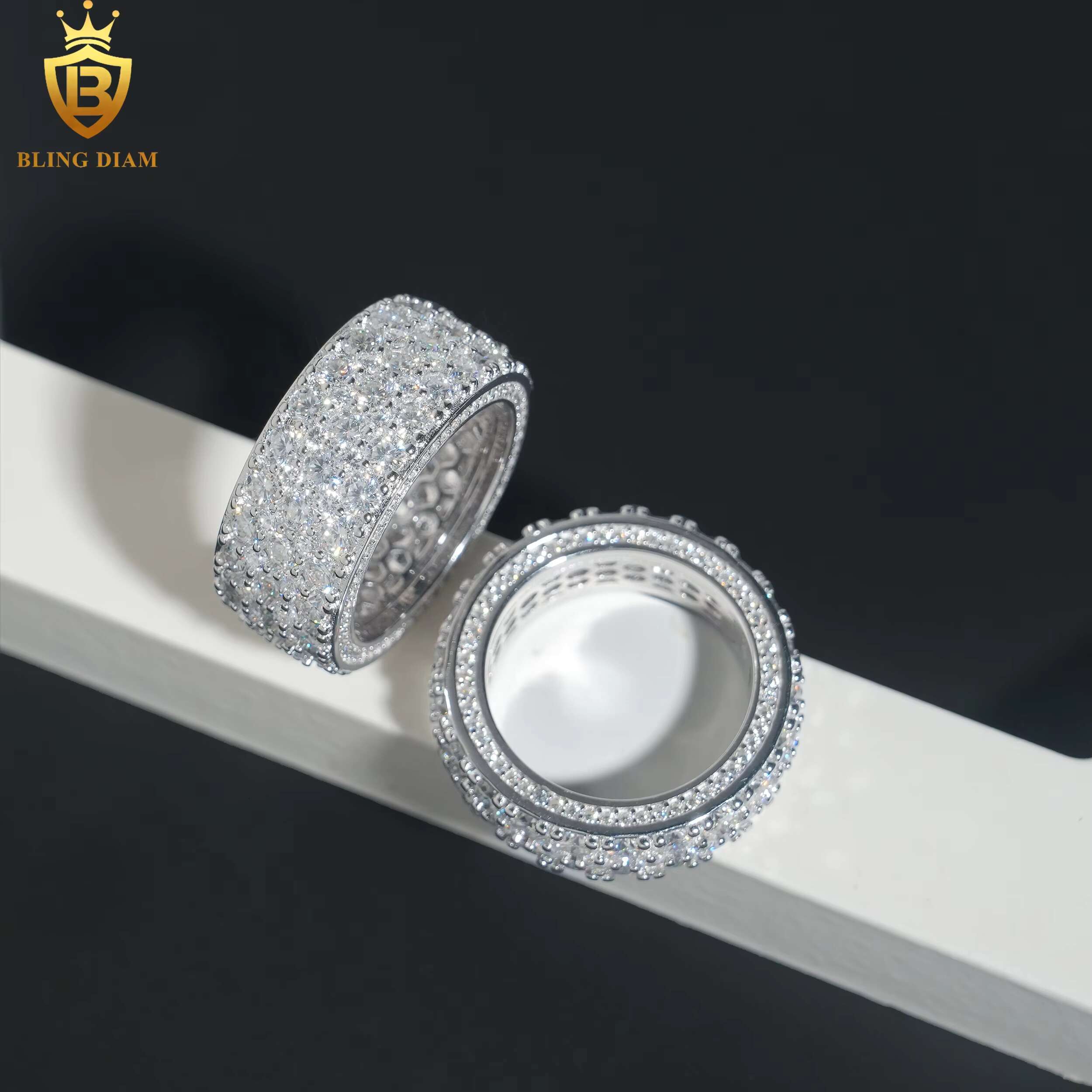 Hip Hop Style Jewelry 925 Sterling Silver Men Women Rings With Vvs Moissanite Iced Out Diamond Gra Certificate