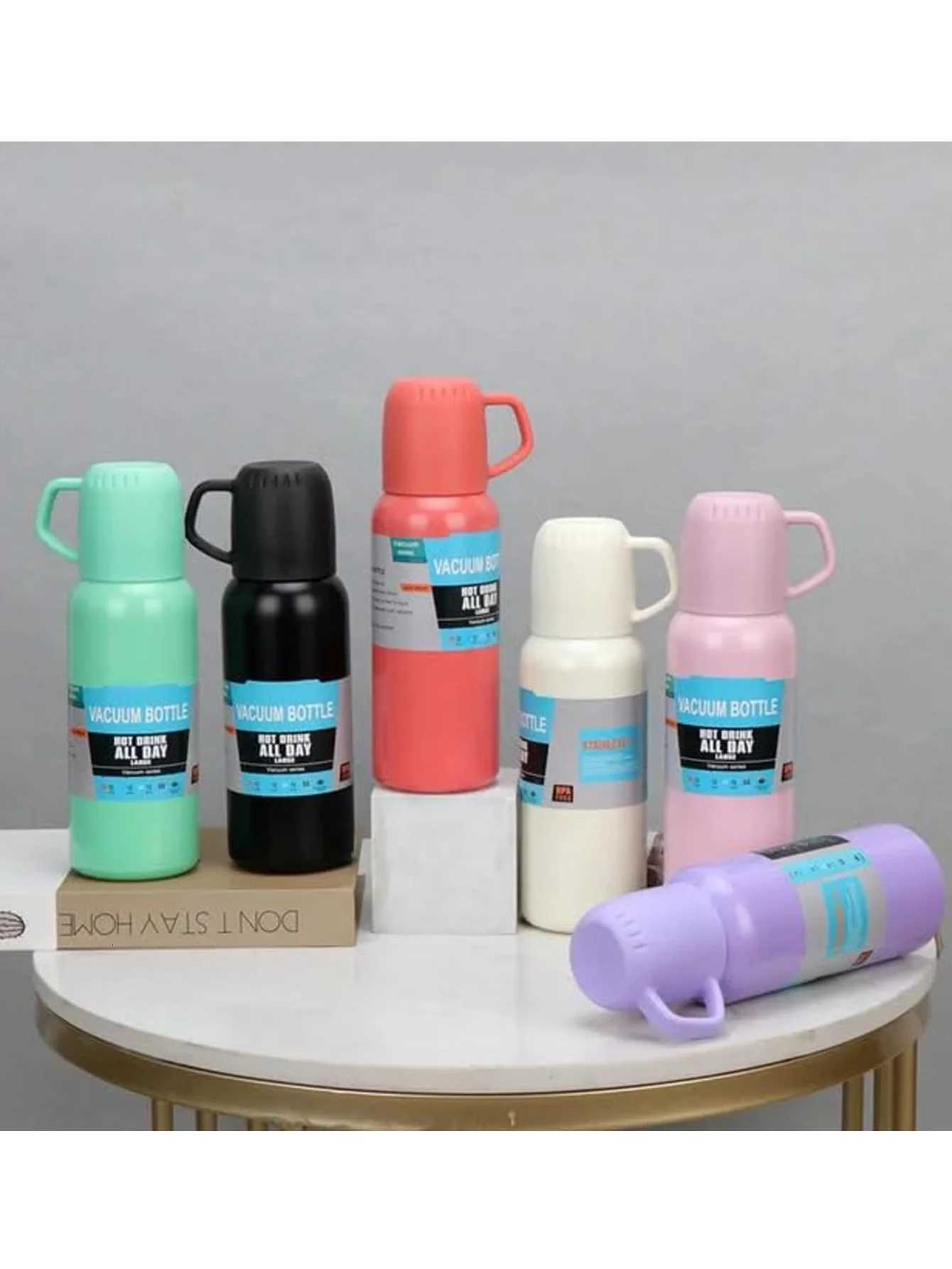 Fashionable cup Stainless steel vacuum insated bottle set with 2-cup cbination for storing cold and hot gift sets of liquid tea and coffee Y251110