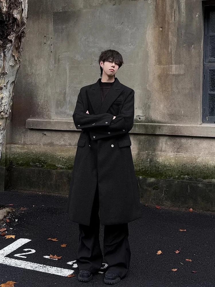 American Retro Mens Woolen Coat oulder Length MidLength Winter Cotton Lined HighEnd Tweed Sle Windbreaker Jaet 251103