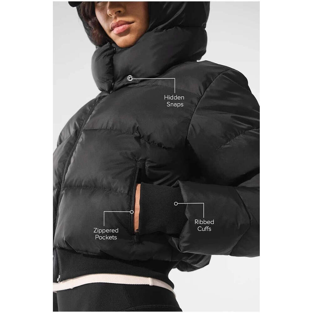 Winter Thicken Warm Classic Neck Hooded Black Cotton Jacket American Style Retro High Street Coat Women