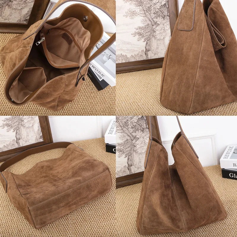 Soft Suede Cow Leather Womens Shoulder Crossbody Bags Ladies High Quality Large Tote Bag Autumn Winter 251106