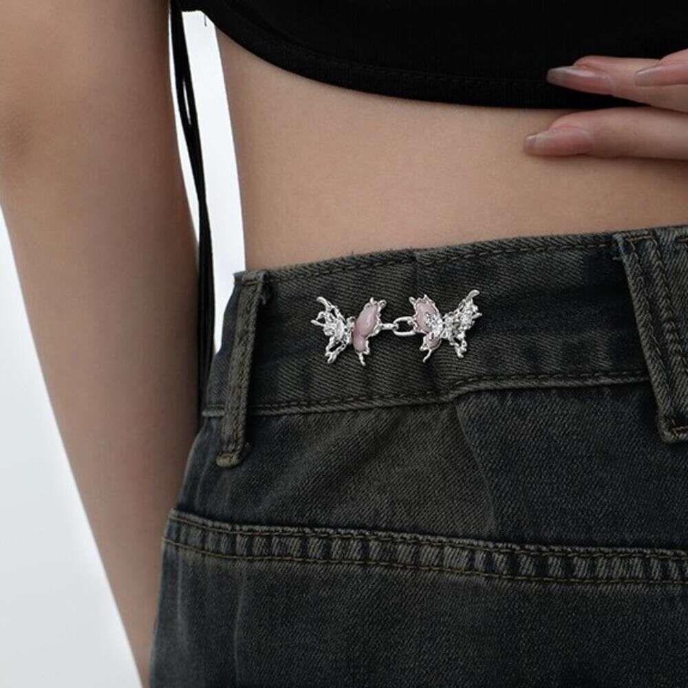 Original Pink Butterfly Buckle Jeans Reducer Tightening Artifact Exquisite Girl Waist Accessories Wholesale