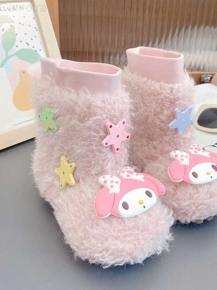 Sanrio Kawaii Hello Kitty Children Cute Cartoon Comfortable Warm Boots Student Plush Cotton Shoes Short Boots Christmas Gifts for Kids H251110