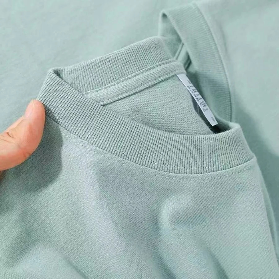 100% cotton T-shirt mens solid color O-neck short sleeved top summer Korean loose half sleeved T-shirt unisex M-4XL 250409