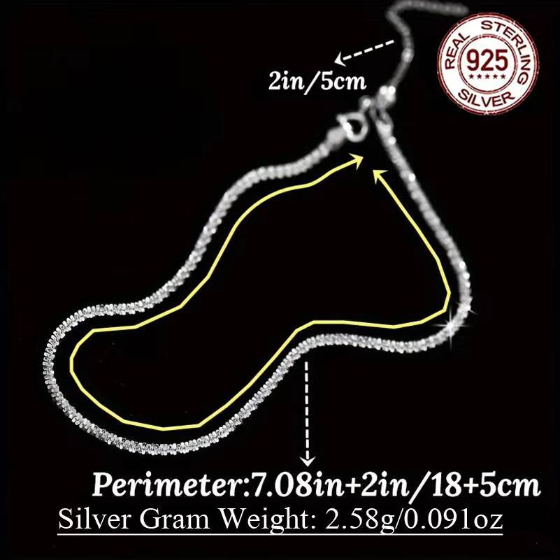 New Arrival Fashion Sparkling Cuban Link 925 Sterling Silver Foot Tennis Chain Anklets for Women Sandy Beach Jewelry