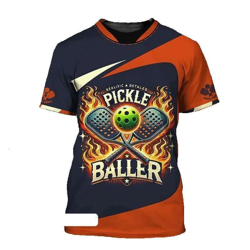 Pickleball men's team sportswear round neck short sleeved cool and design fashionable outdoor T-shirt top