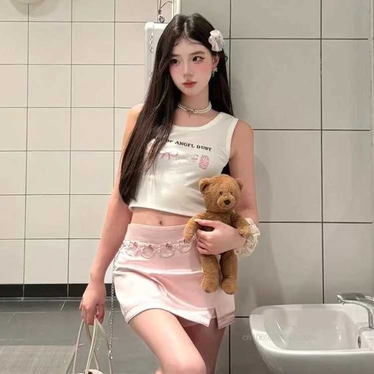 Cute waist chain luxury diamond set metal chain belt Korean version Y2K new version X250410