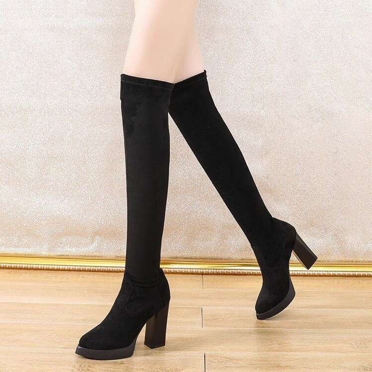 Woman Sandals Over Women Elastic Slimming Over The Knee Autumn And Winter Pointed Boots With High Heels For Women