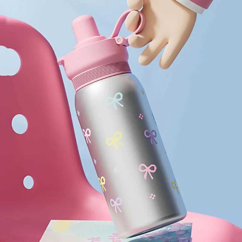 Fashionable cup 500ml Cartoon Thermos Cup Straw Insated Water Bottle Stainless Steel Coffee g Leak-proof Vacuum Flask for Girls Y251110