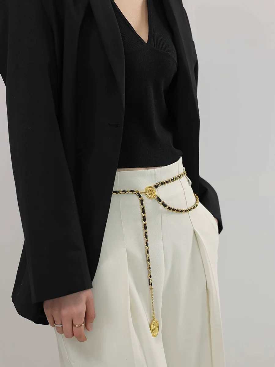 Fashionable and luxurious style belt dress pants accessories gold belt chain X250410