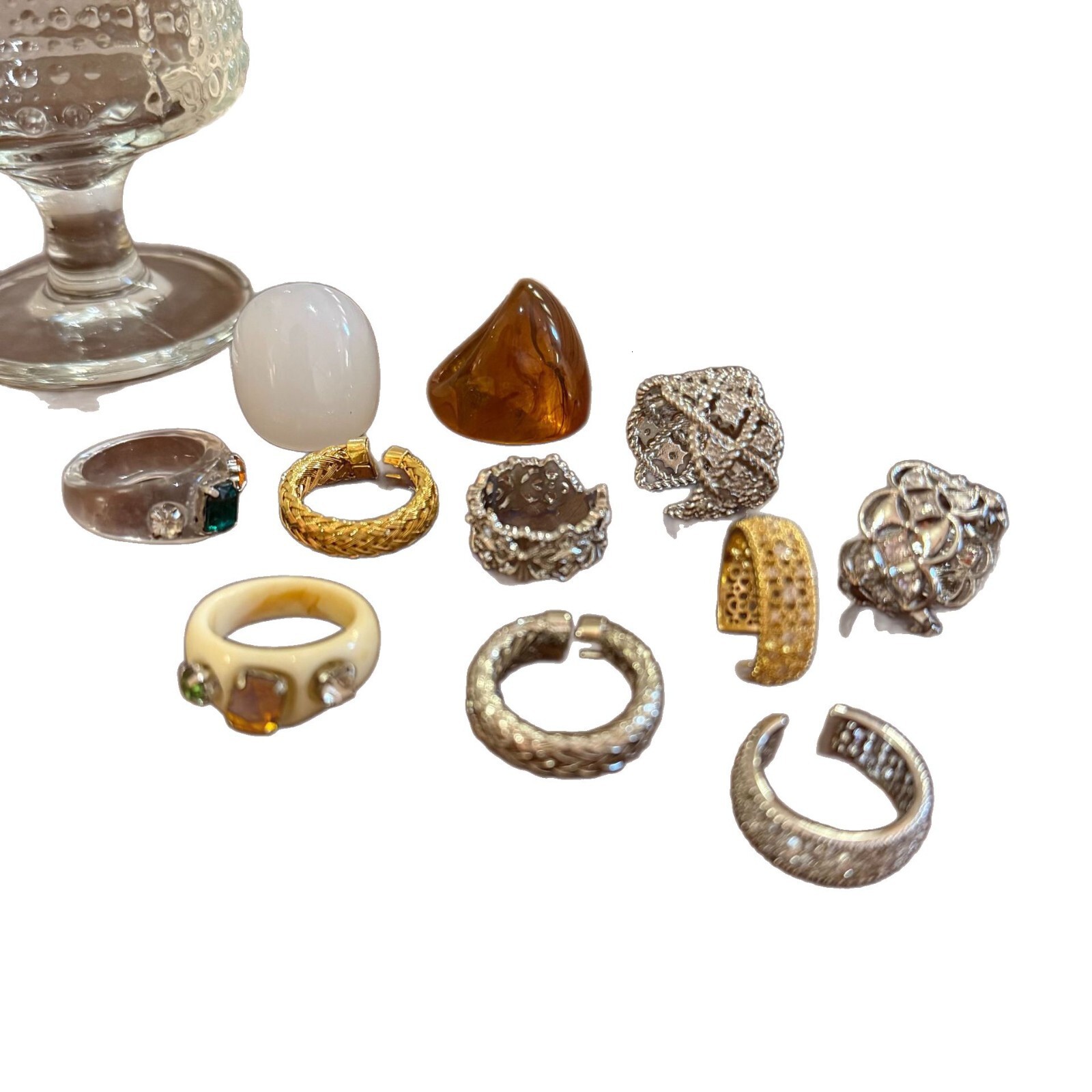 Korean Style Lace Direct Light Luxury Niche Design Sweet Cool Temperament Zircon Ins Ring Resin Designer Ring Vintage Ring Fashion Ring For Women