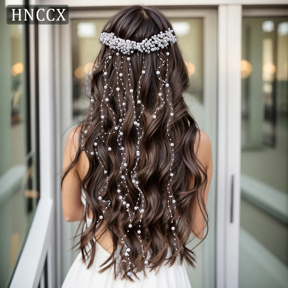 Bridal Pearls Tassels Headwear Wedding Pearl Hair Vine Bride Hair Accessories Boho Woman Party Wedding Supplies CP600 250409