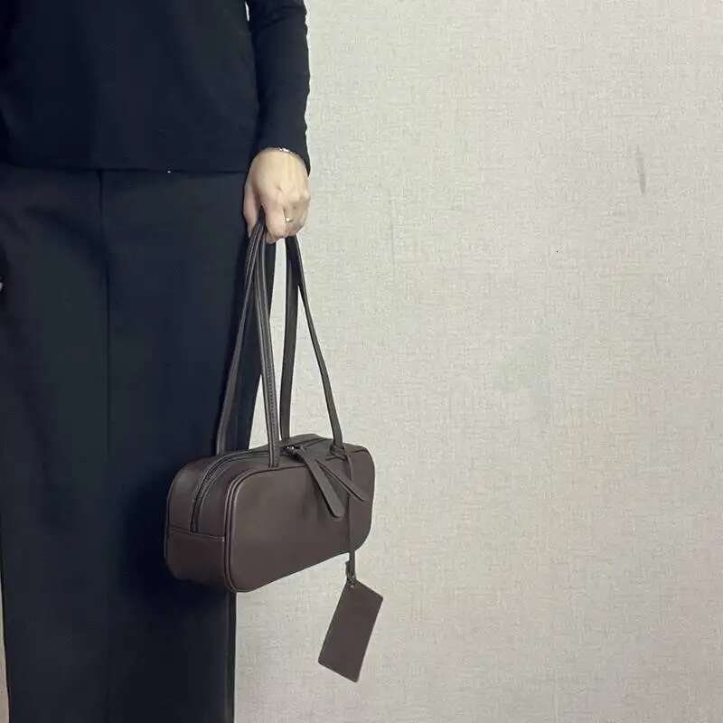 Women's Rectangular Urious Design Genuine Leather Pillow Bag Double Shoulder Strap Underarm Wallet Handbag