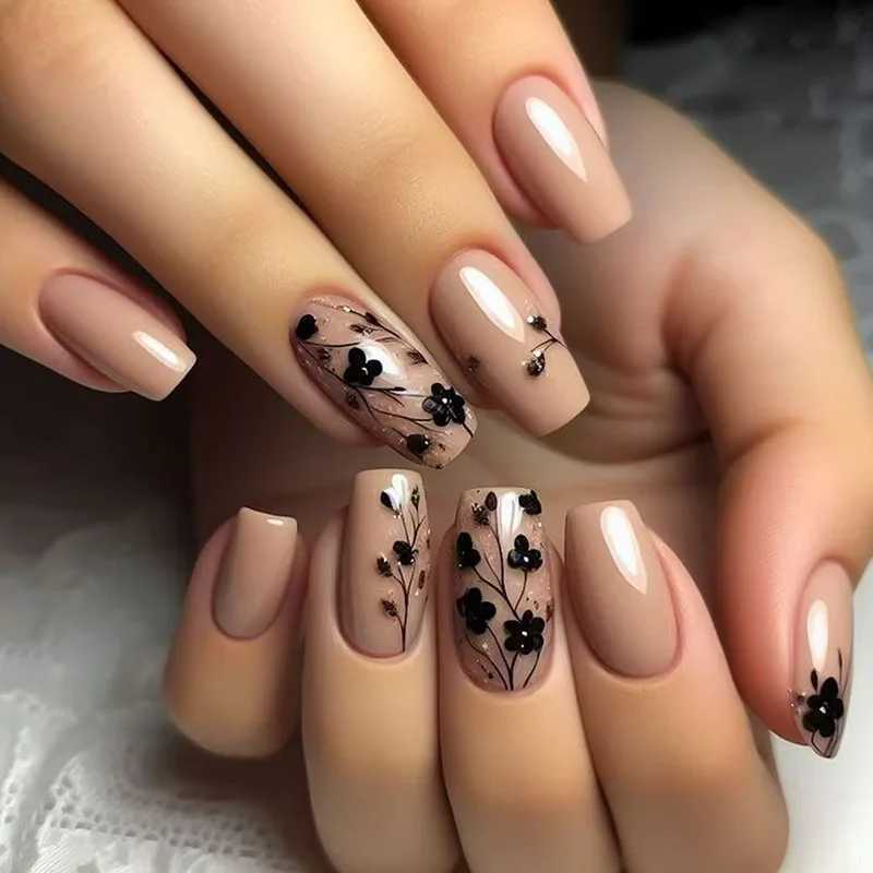 24pcs Medium length Ballet Fake Nail Red Love Pattern Design Pressed on Nails Simple Wearable Completed Coffin Fake Nail Tip W250410