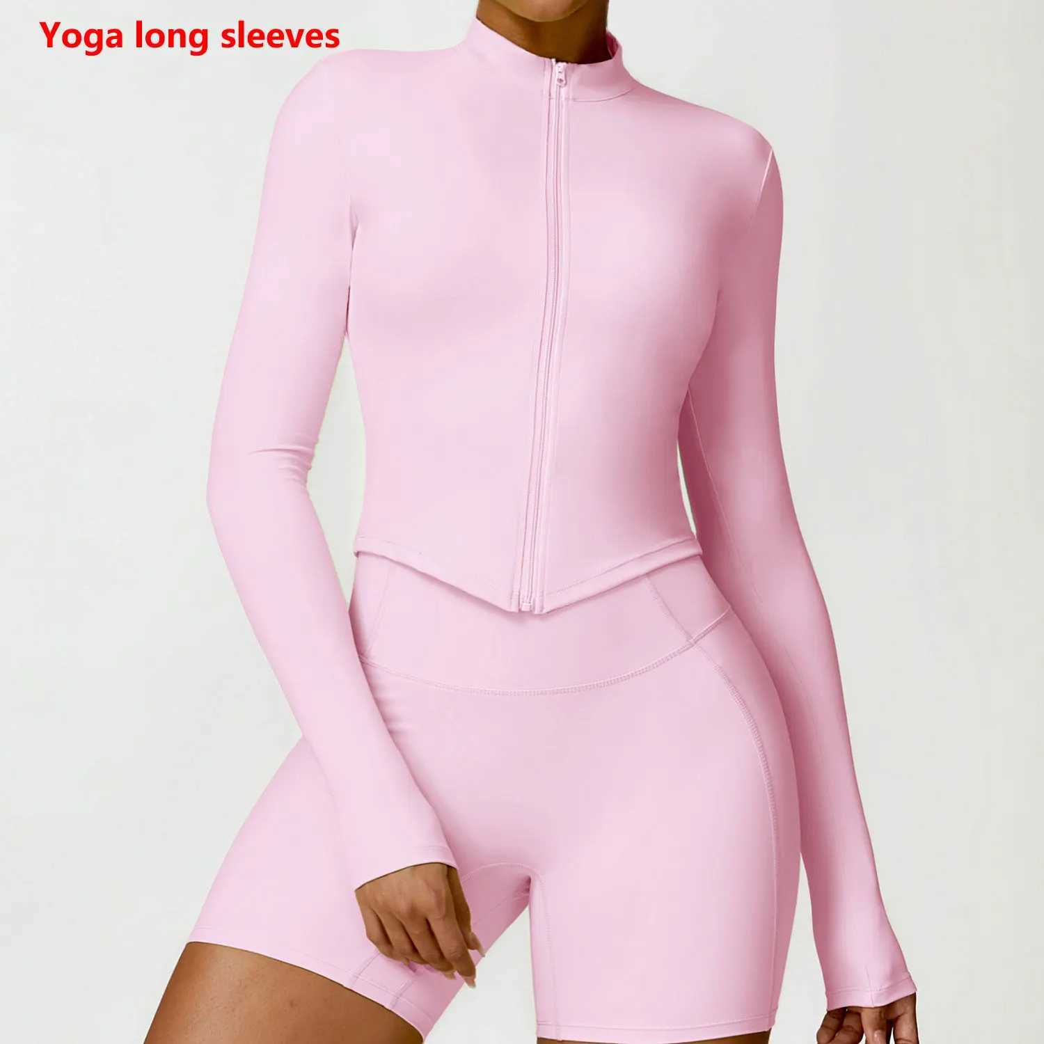 Womens sportswear zipper jacket slim fit long sleeved fitness jacket yoga crop top gym push up jacket running sportswearXJ250410
