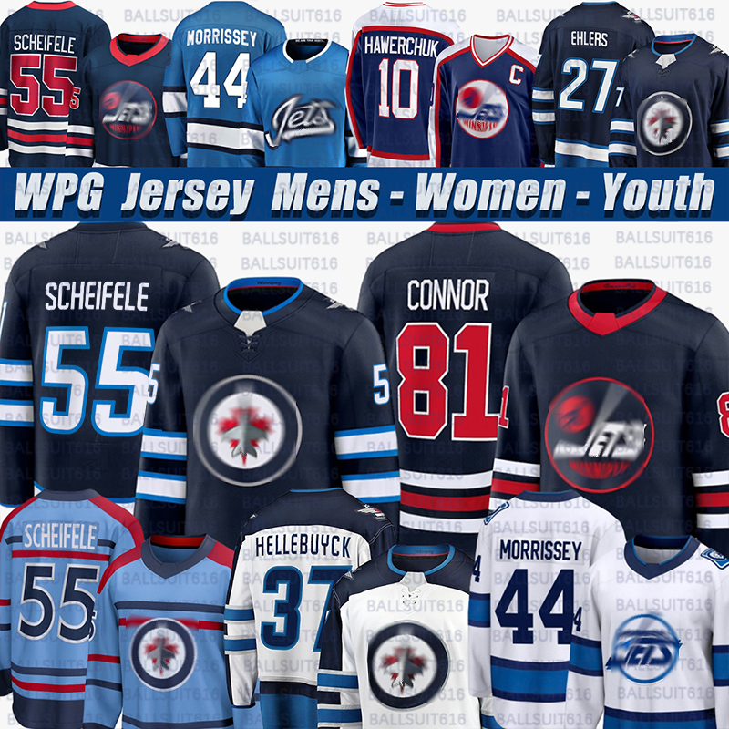 #55 Mark Scheifele Jersey Kyle Connors jetss jersey Nikolaj Ehlers Adam Lowrys Connors Hellebuyck winniipeg jet hockey jerseys