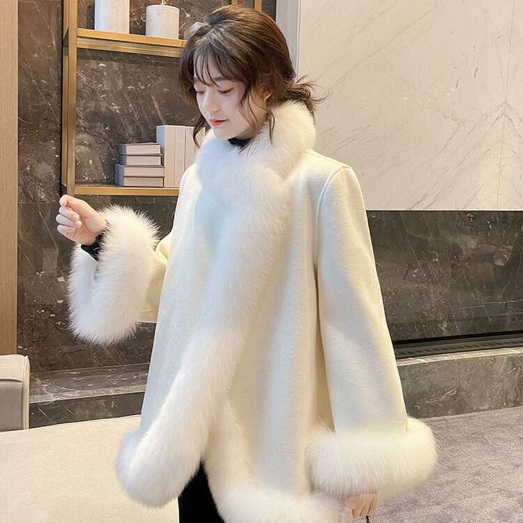 Loose Fur Cape New Fox Shawl Sheepskin Coat for Women, Youth Style Women, Women, Women,