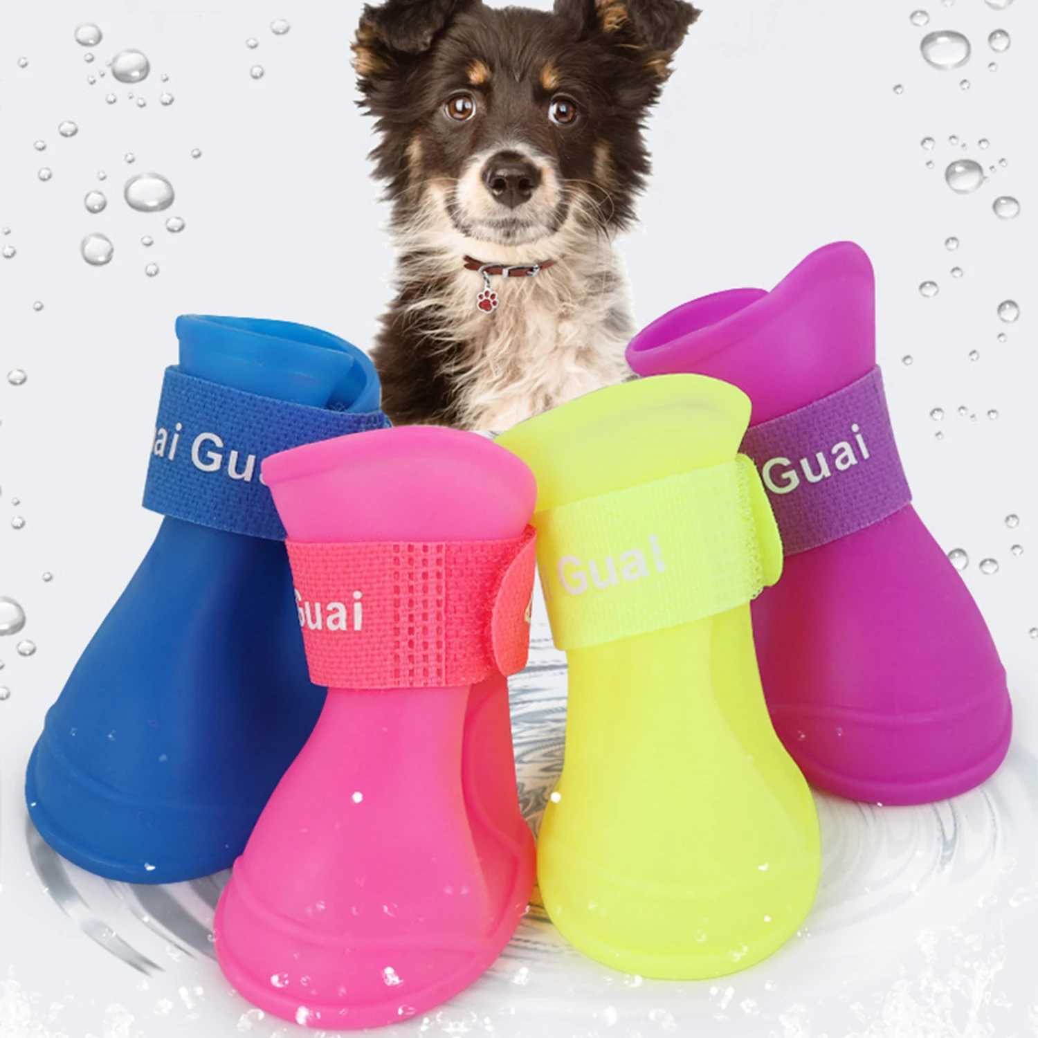 New Arrival Pet dog waterproof and rainproof boots anti slip shoes rubber boots suitable for small medium and large outdoor cat and dog rain boots Z25