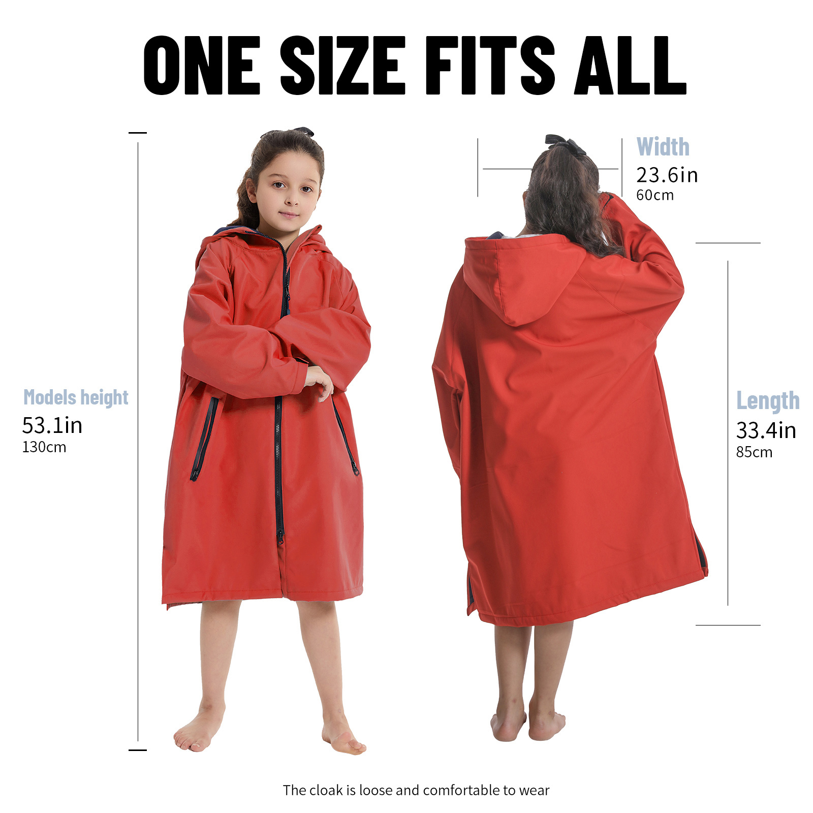 1 Hiturbo warm swimsuit jacket: Children's composite zipper style cape soft lining hooded robe