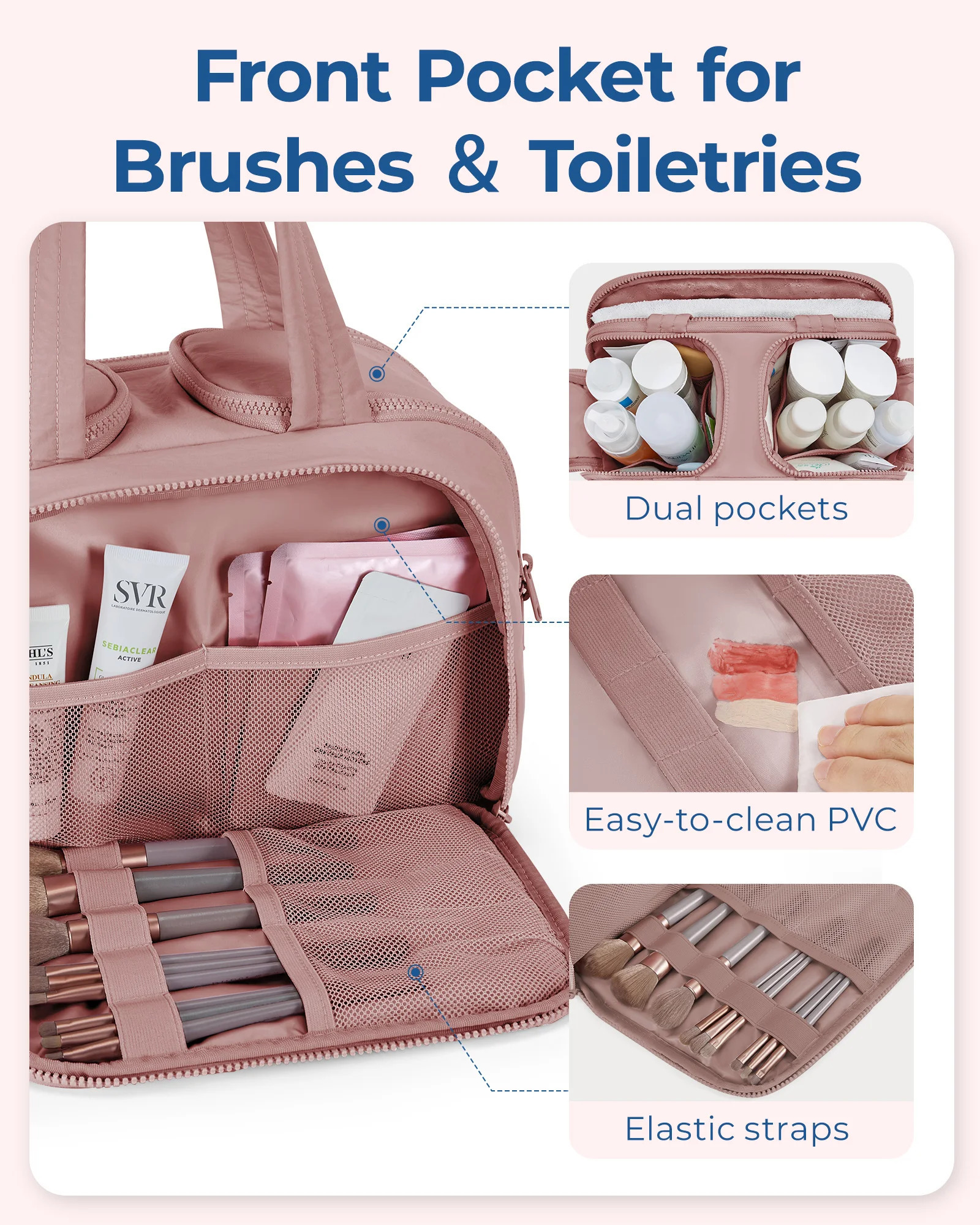 BAGSMART Large Capacity Travel Toiletry Bag Opening Makeup Portable Cosmetic Storage With Handle For Accessories Toiletr 251110