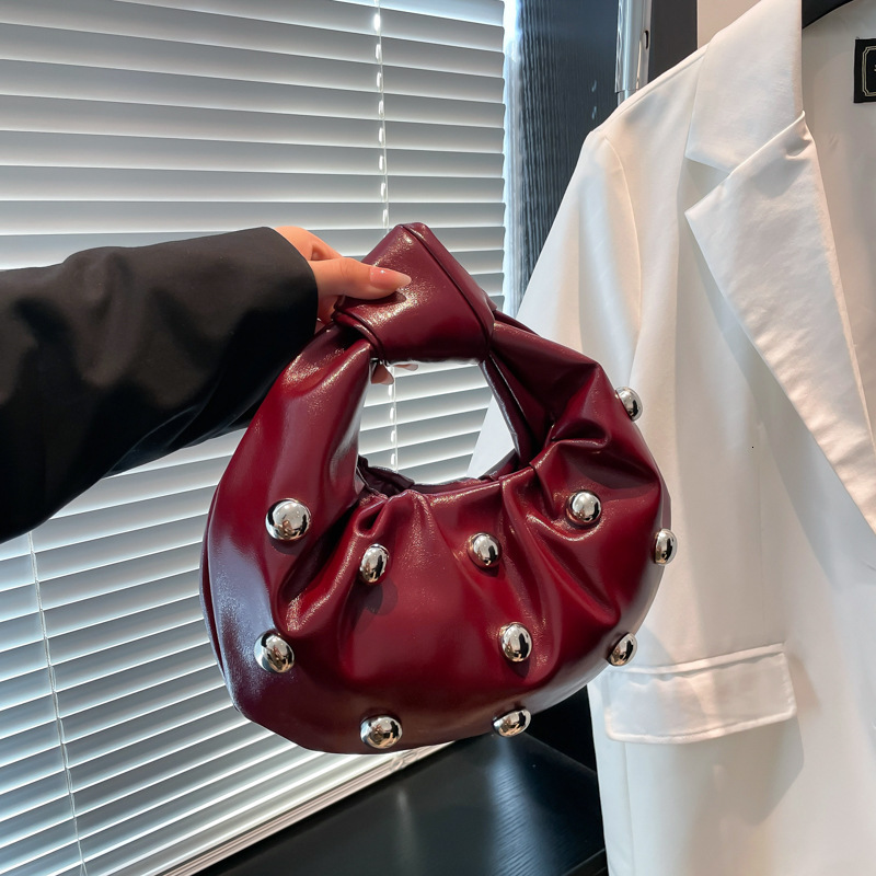 Trendy Underarm Bag Korean Style Fashion Rivet Shoulder Bag Women Versatile Pearl Handheld Dumpling Bag Trendy 251110